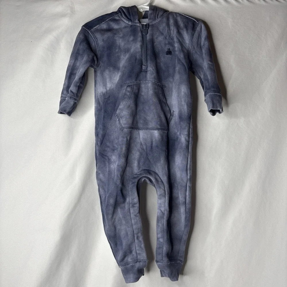 Baby Gap 12-18 Mos Tie Dye Hoodie One Piece‎ Blue Logo Sweatshirt Material